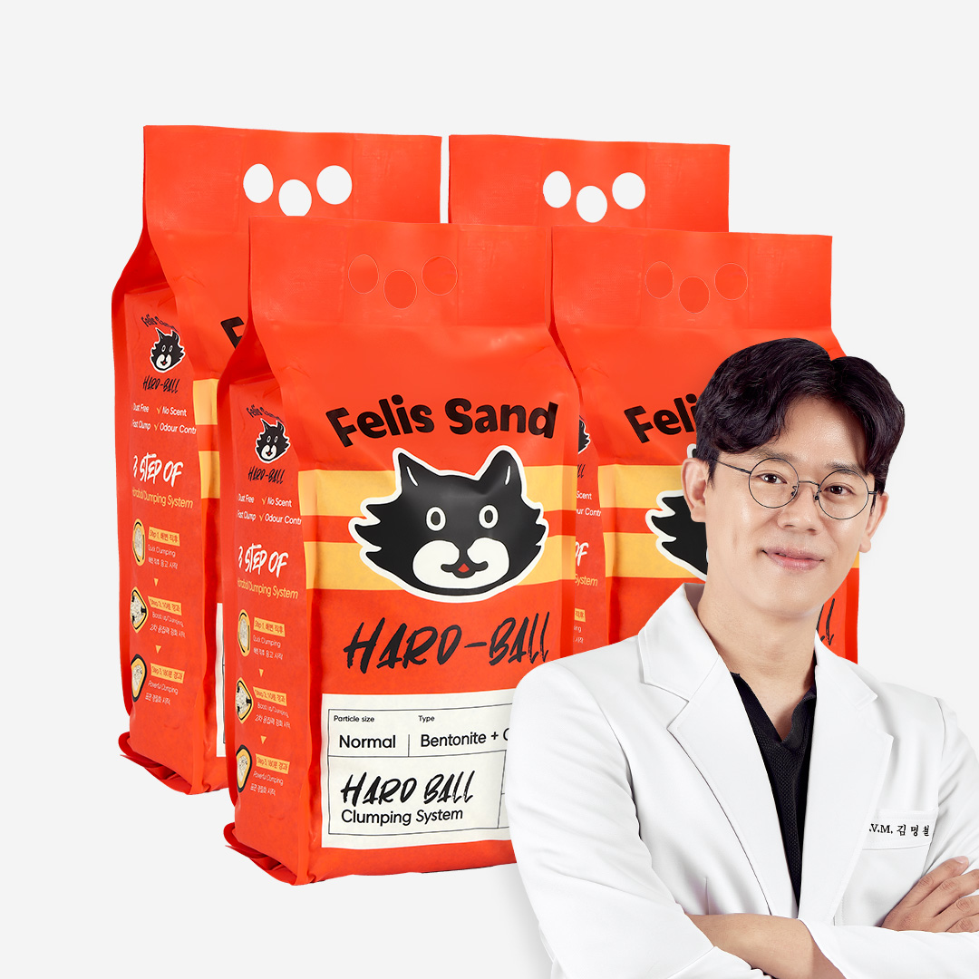 김명철 미야옹철 고양이모래 벤토나이트 카사바 펠리스샌드 하드볼 4.3kg, 4개