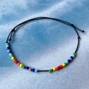 [무배] 레인보우 실 팔찌 비즈 소원 커플