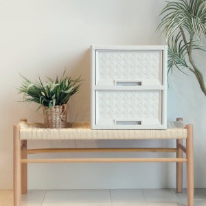 라탄 플라스틱서랍장 2단 다용도 수납장