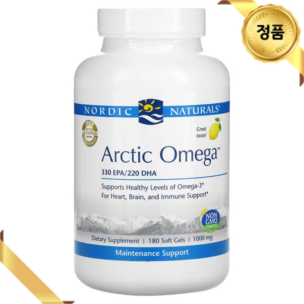 노르딕 내츄럴스 <b>Arctic 오메가</b>3 <b>1000mg</b> 180 소프트젤 레몬 피쉬오일