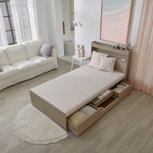 포그니처 월넛,라이트베이지 슈퍼싱글 황토숯볼 수납흙침대