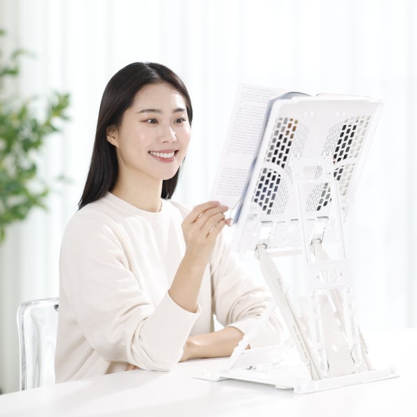 반디스탠드 52cm 높이조절 독서대 각도조절 접이식 바른자세 책거치대 국산 책받침대 화이트