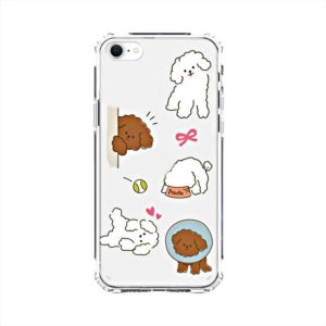 젤하드 범퍼 강아지 투명 케이스 GWD 푸들패턴, 아이폰se2