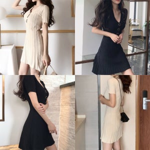여자 원피스 여성 블랙 숏 미니 짧은 A라인 브이넥 스판 반팔 봄 가을 예쁜 20대 하객