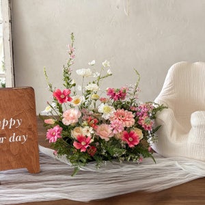 40cm 러브무드 핑크 조화 센터피스 완제품 웨딩 돌잔치 촬영소품