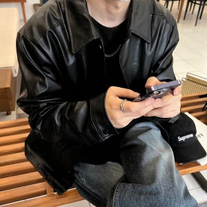 남자레더자켓 남성가죽자켓 오버핏 코코아