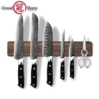 Grandsharp 호두 주방 벽 마운트 거치대 칼꽂이용 도구 금속 나무 칼꽂이 랙 블록