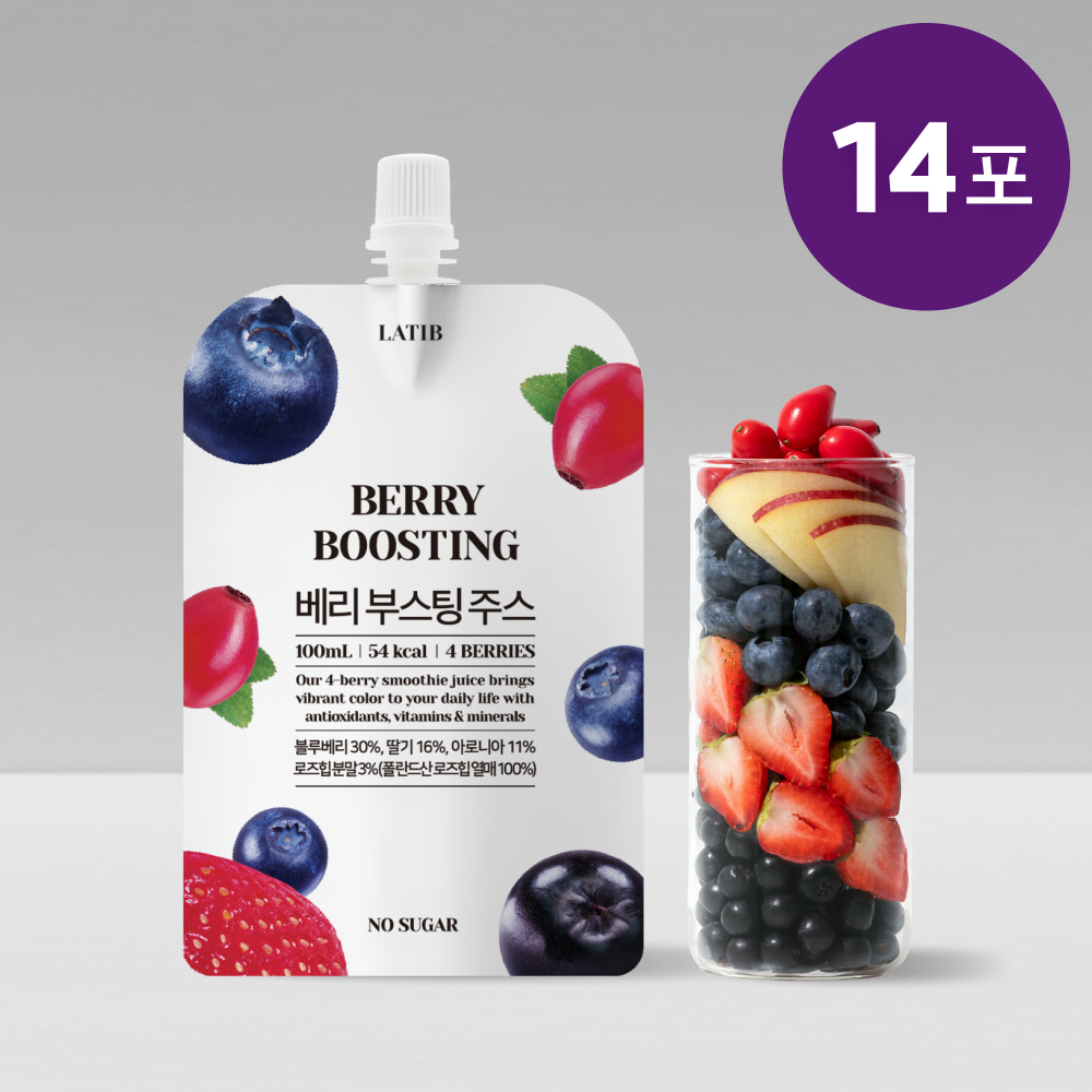라티브 베리 부스팅 쥬스 블루 베리 <b>로즈힙</b>퓨레 주스 100ml, 14개