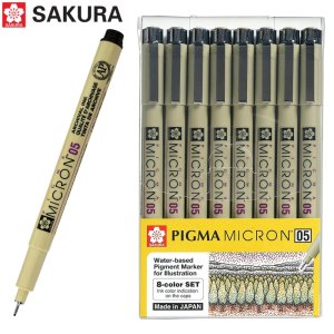 사쿠라 피그먼트 라이너 피그마 마이크론 05 8색 세트 0.45mm 83g
