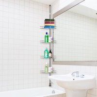 욕실세제선반 욕조위설치용 코너선반 스텐 기둥식 화장실