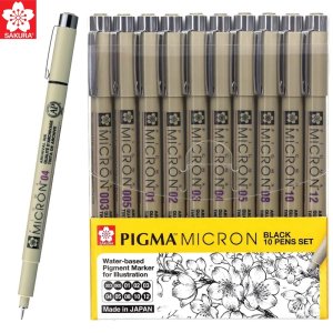 사쿠라 피그먼트 라이너 피그마 마이크론 블랙 10개입 세트 103g