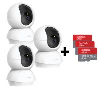 티피링크 Tapo TC71 + Micro SD 256GB (3팩) 가정용 카메라 원격회전 300만화소 2K 초고화질 CCTV 홈캠