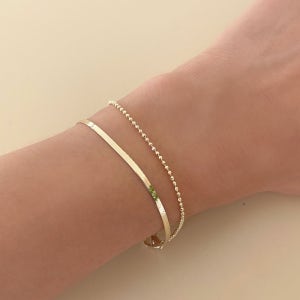 14K 몰리아 스네이크 컷팅볼 2줄 팔찌