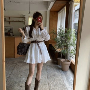 제시 레이스 프릴 캉캉 벨트 미니 원피스