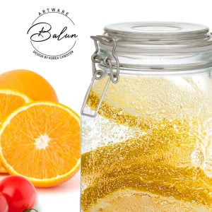 과일청 유리병 레몬청 밀폐용기 벨런 캐니스터 원형1호 480ml