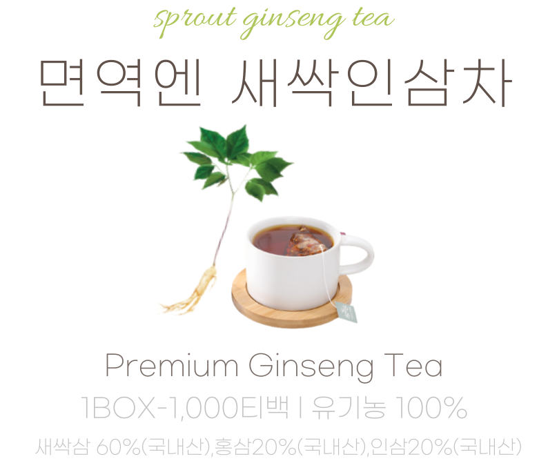 면역엔 새싹325 새싹삼 홍삼 인삼차 1BOX 1,000티백 벌크 카페 업소용