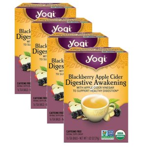 요기티 다이제스티브 어웨이크닝 블랙베리 애플사이다 라즈베리 생강 16티백 무카페인 4개 1세트 Yogi Tea Digestive Awakening