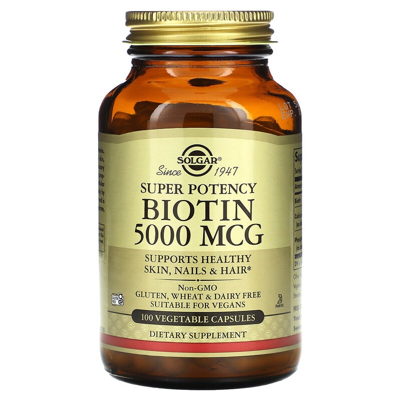 솔가, 비오틴, 5,000mcg, 베지 캡슐 100정, 바이오틴