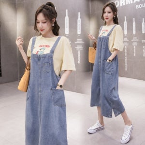 S-5XL 빅사이즈 데님 나시 민소매 롱원피스 A라인 핏이예쁜 통통녀 꾸안꾸 귀여운