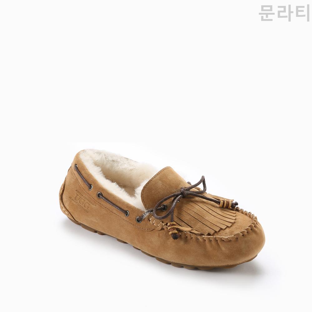 오즈웨어 어그 HANNAH 모카신 OB642 체스트넛 양털 생활방수 굽2.5cm 겨울 양모 호주 여성 단화
