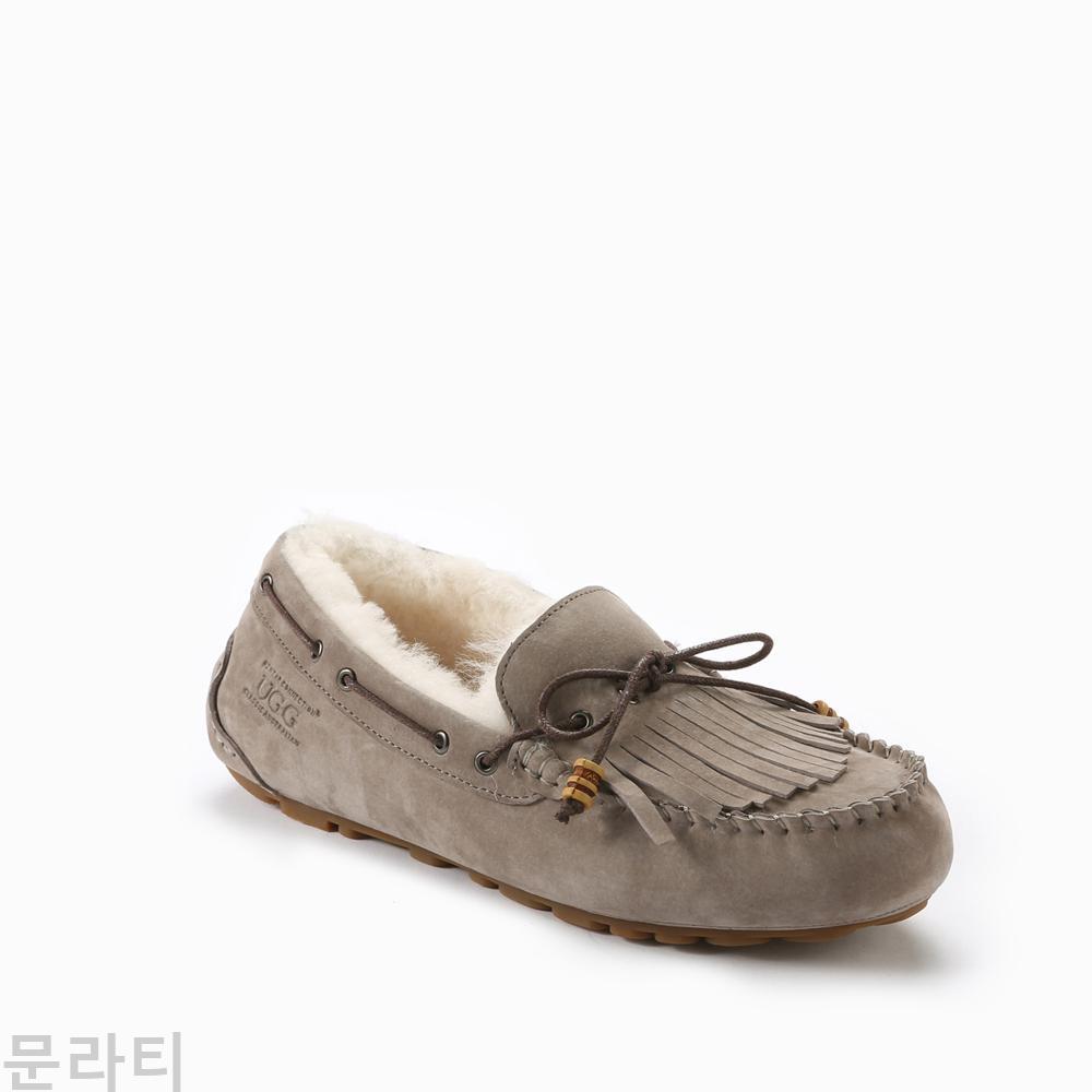 오즈웨어 어그 HANNAH 모카신 OB642 그레이 여성 생활방수 양털 겨울 단화 호주 굽2.5cm 양모