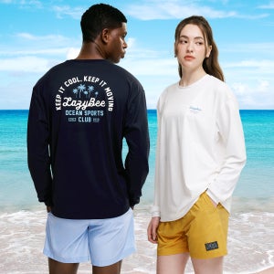 남자 여성 스트링 래쉬가드 루즈핏 상의 비치웨어 체형커버 오버핏 빅사이즈 스윔웨어