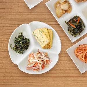 클로버 3구 나눔접시 도자기 반찬 접시 3칸 안주 그릇 찬기 3절 분할 원형