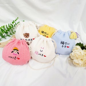 [주문제작]아기 복 용돈 자수 주머니 크로스백 미니 명절 가방