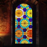 교회 창문 시트지 스테인글라스 유리 기독교 패턴