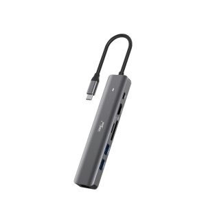 [LANSTAR] Type C 7in1 멀티허브 HDMI2.0 PD100W Giga LAN SD TF USB3.0 (LS-U81MH)