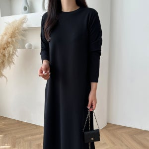 기획 가을 원피스 간절기 데일리 A라인 무지 롱 원피스