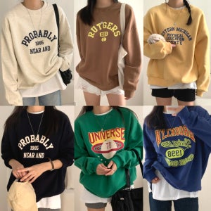 여성 맨투맨 긴팔티 후드티 오버핏 빅사이즈 이너 레이어드 박스티 겨울 기모