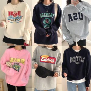 여성 맨투맨 긴팔 후드티 오버핏 빅사이즈 이너 레이어드 박스티 겨울 기모