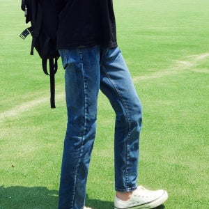 남자10부청바지 남자슬림핏청바지 키큰남 허리밴딩