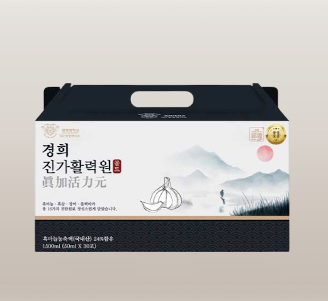 <b>경희</b> 진가활력원 골드 50ml x 30포 + 쇼핑백 국내산 흑마늘 흑삼 장어 블랙<b>마카</b> 명절 선물세트 부모님 할아버지 할머니 건강 효도 선물