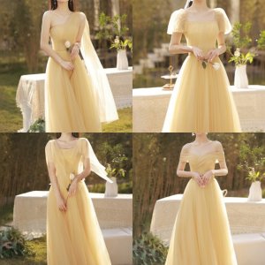 41 유색 옐로우 쉬폰 브라이덜샤워원피스 셀프웨딩 2부 제주스냅 웨딩촬영 드레스 대여