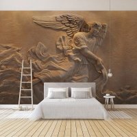 맞춤형 벽화 유럽 스타일 3D 입체 릴리프 아름다움 천사 날개 거실 TV 배경 벽 그림 벽지 침실