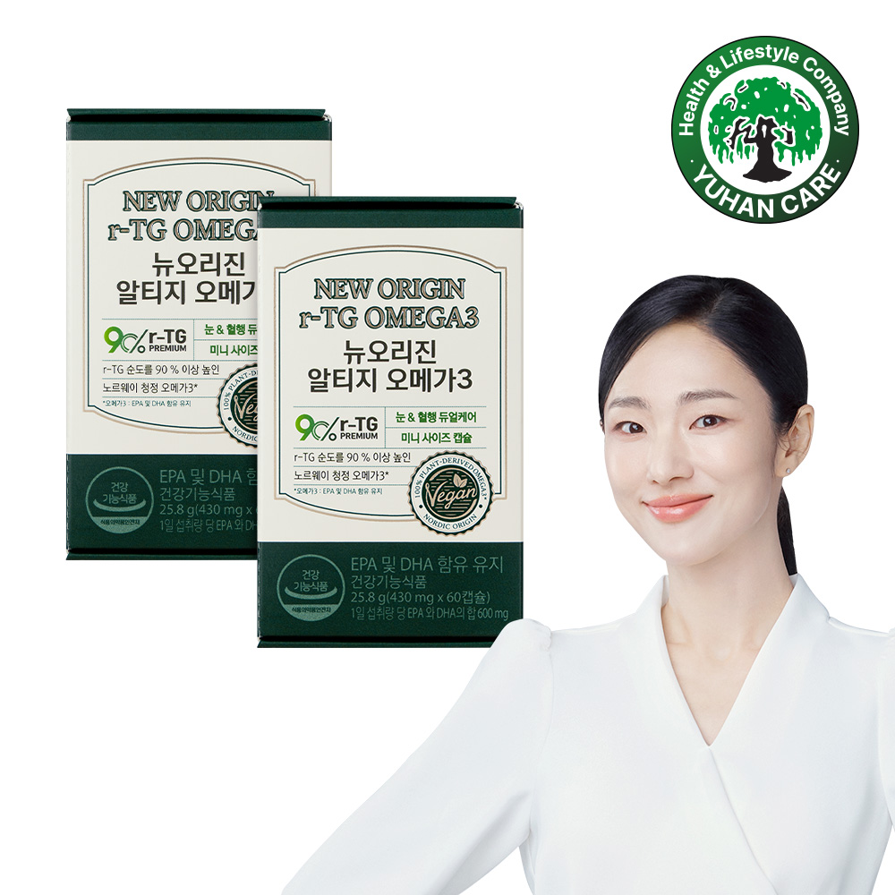 뉴오리진 식물성 알티지(rTG) 오메가3 <b>비건</b> 미니 캡슐 60캡슐, 2개