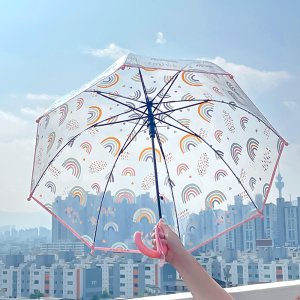 아이데이지 아기 어린이 유아 초등학생 투명 예쁜 우산 튼튼한 장우산 돔형 돔 무지개 우산