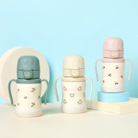 그로미미 원터치 스테인리스 200ml 빨대컵 (돗꼼/체리쉬/올리브 택1)