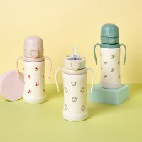 그로미미 원터치 스테인리스 300ml 빨대컵 (돗꼼/체리쉬/올리브 택1)