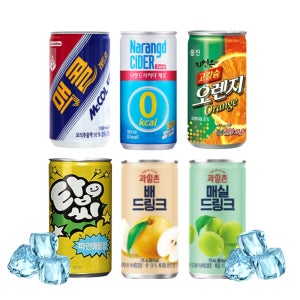 미니 캔음료 맥콜 나랑드 고칼슘오렌지 탑씨 파인 매실 배 190ml 각3캔 총18캔 음료수