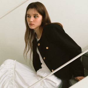 [엽페] 라운드 트위드 자켓 블랙