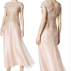 피치핑크 오간자 드레스 맘드레스 피로연 연주 혼주 가족 드레스 대여 (US6 SIZE)