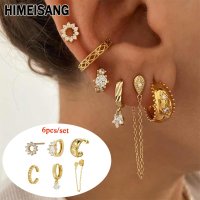 925실버귀걸이 HIMEISANG 925 스털링 실버 Earcuff 스타 지르콘 황금 후프 귀걸이 스터드 보석