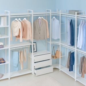 [모아미] 시스템행거 드레스룸 옷걸이 조립식 600선반2단