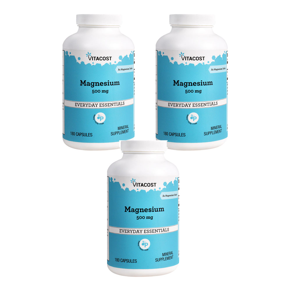 Vitacost <b>Magnesium</b> <b>비타</b>코스트 <b>마그네슘</b> 500mg 180캡슐 3개