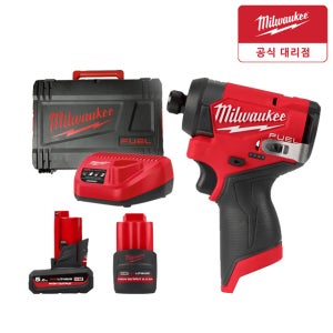 밀워키 최신형 M12 FID2-5252X FUEL 임팩트 드라이버 M12 HB5 M12 HB2.5 배터리 2팩 충전기 케이스
