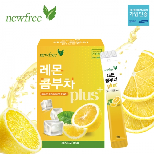 <b>뉴프리</b> 레몬 콤부차 30포 유기농 프로바이오틱스 분말스틱 비타민