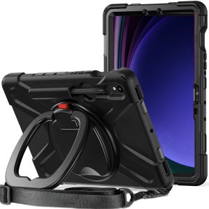 갤럭시탭 S9 FE 케이스 범퍼 회전 폴리곤 아머 매트블랙, 탭 S9 FE/S9